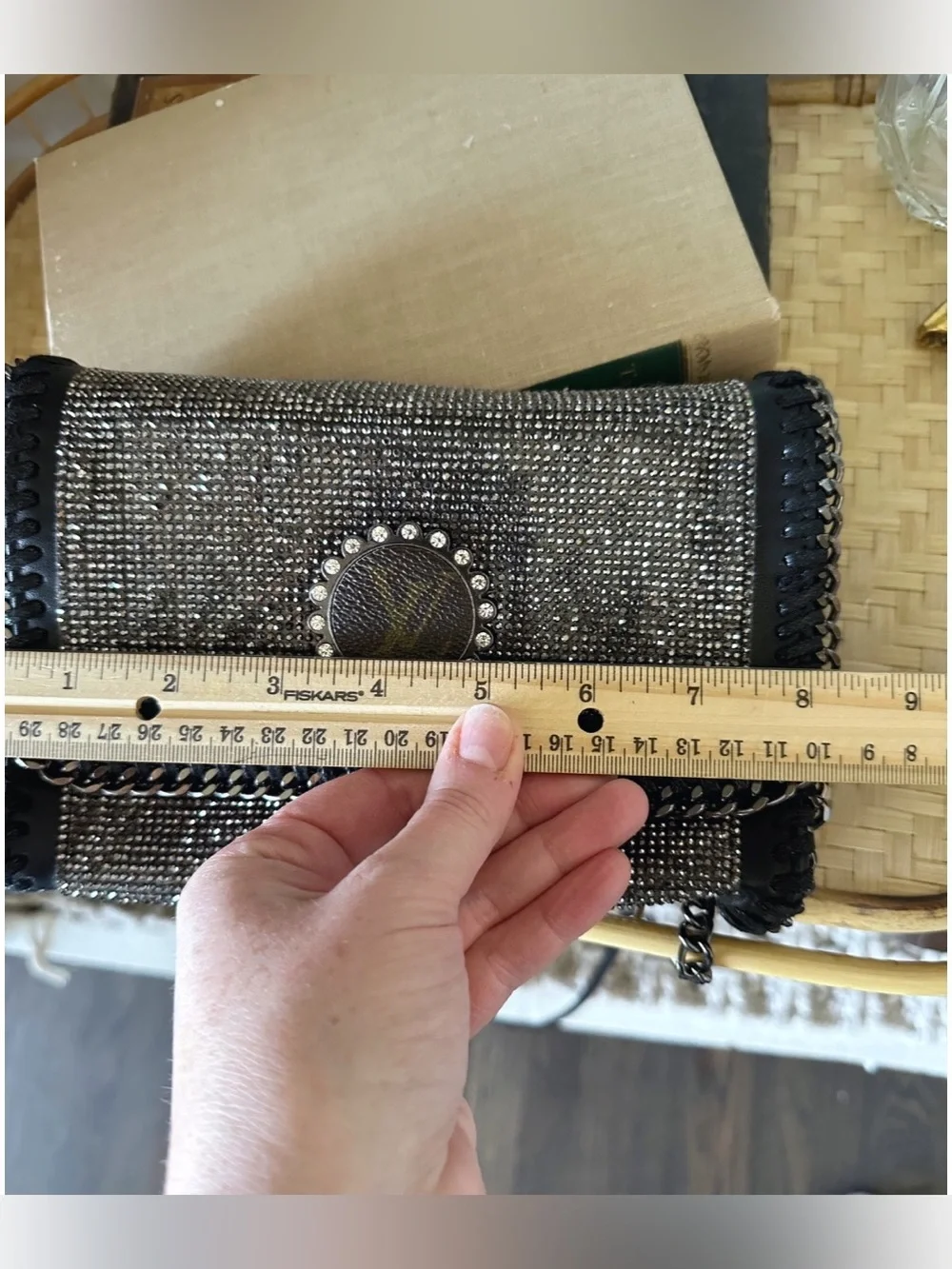 Gorgeous Sandra Ling Upcycled Black Rhinestone Crossbody Bag, NWOT